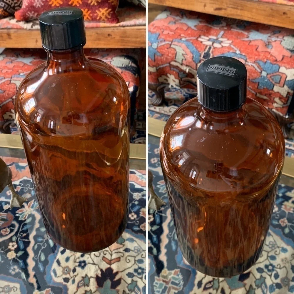 VTG Upjohn Large Amber Glass Pharmacy Bottle